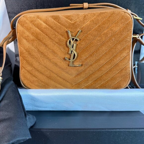 Saint Laurent Lou Camera Bag – Camel Suede with Gold Hardware - Picture 2 of 8